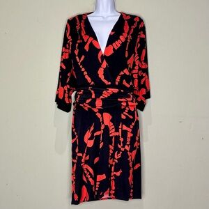 Mara Hoffman black and red silk kimono dress with detachable belt, size medium